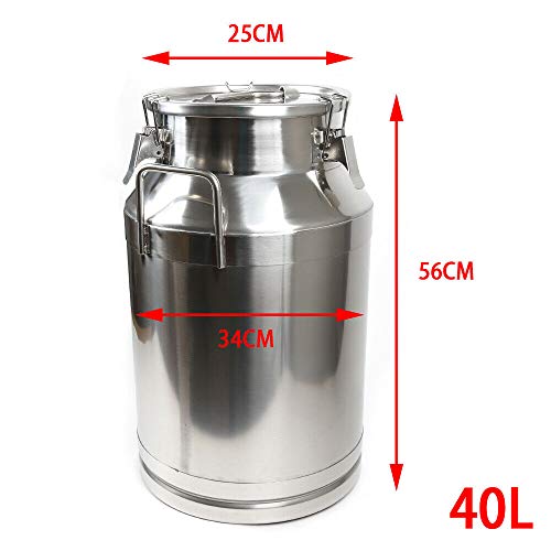 Stainless Steel Milk Can - 40L Wine Pail with Sealed Lid, Ideal for Milk and Wine Storage - size: 40L