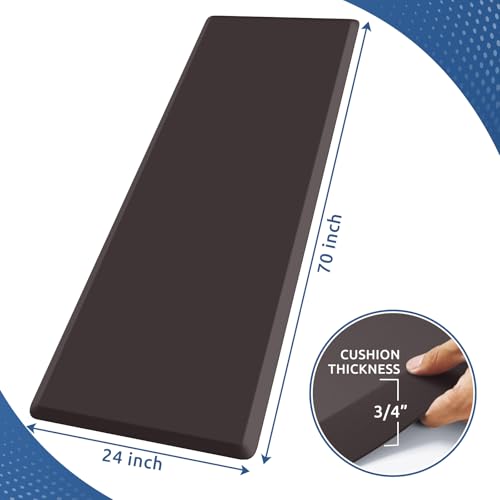 0.8" Thick Kitchen Mat Cushioned Anti Fatigue Rug Comfort Floor Mats | Water-Resistant, Non-Slip, Easy to Clean Comfort Floor Mat for Kitchen, Sink & Office, Multiple Colors & Sizes, 70" x 24" - color: Chocolate, size: 70"L x 24"W x 0.8"Th