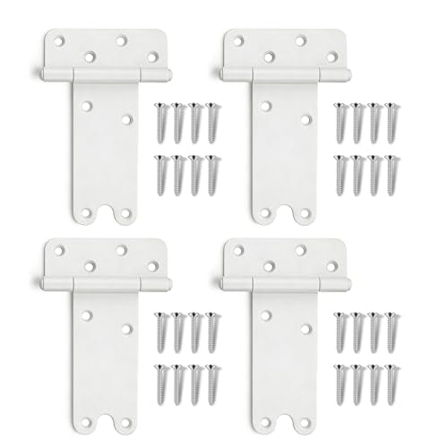 4 Pack 6" Door Hinges,280 Lbs Capacity Heavy Duty Gate Hinges | Matte white T-Strap Shed Gate Hinges,Barn Door, Shed Doors, rust-resistant,durable (6 inch- U - 4 Pack)-Patent Pending - size: 6 inch- U - 4 Pack