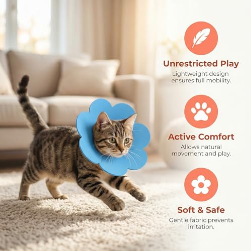 3Pcs Cat Recovery Collar Cat Protection Cones for Cats Sunflower Neck Cone Anti-Licking Recovery Collar to Prevent from Biting Scratching(Pink, Orange, Blue) (S)
