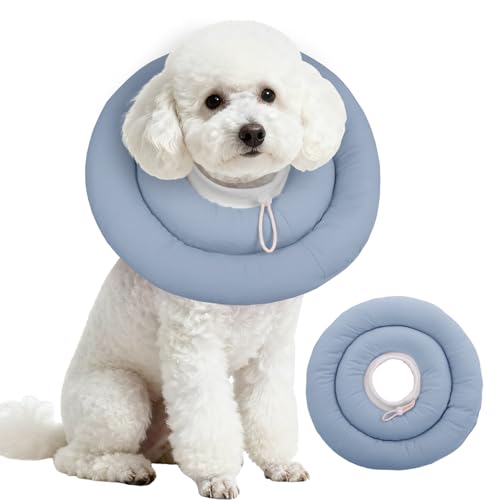 IDOMIK Dog Recovery Collar, Waterproof Soft Dog Cone After Surgery | Comfy Protective Elizabethan Collar Alternative for Dogs Cats, Adjustable Pet Neck Donut Cone Anti-Licking Wounds,Blue,M - color: Blue, size: M