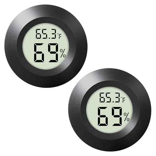 2-Pack Mini Hygrometer Indoor Humidity Meter Digital Thermometer | Small Digital LCD Monitor Thermometer Temperature Gauge Humidity Sensor (℉) or (℃) for Reptile Thermostat, Jars - color: 2 Pcs