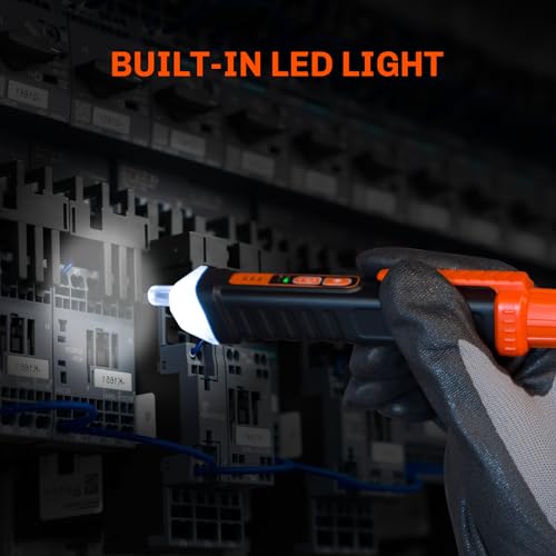 Non Contact Voltage Tester Pen, AC 12/48-1000V Electric Tester Pen | Electrical Tester Pen, Dual Sensitivity AC Checks, Live/Neutral Wire ID, Audible/Visual Alarm, LED Light, CAT III/CAT IV