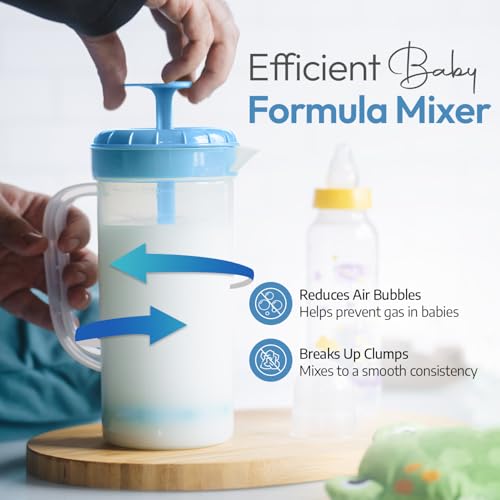 1 Quart Plastic Mixing Pitcher with Mixing Lid, BPA Free, Shatterproof Beverage Jug for Iced Tea, Lemonade, Juices, Milk – Leak-Proof, Easy Stirring, Dishwasher Safe | Blue - color: Blue, 1qt Mixing Pitcher