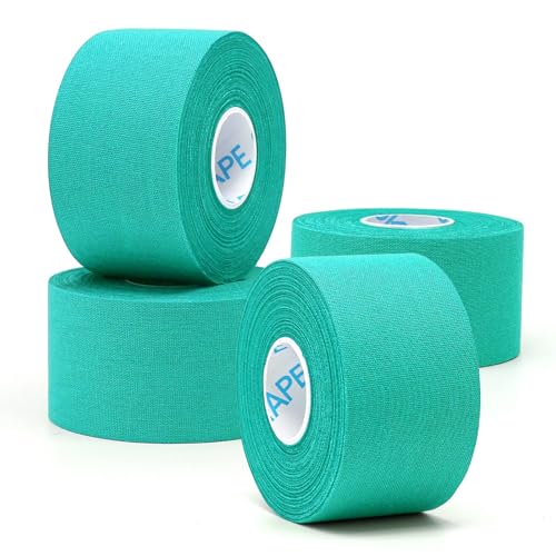 OK TAPE 4 Rolls Athletic Tape, Sports Tape for Injuries, Rigid, Easy Tear | Medical Tape, Wrist Tape, No Sticky Residue, Secure Ankle, Finger, Knee- 1.5inch x 15yards (Teal Blue) - color: Tear Blue-4 Rolls, size: 15 yards