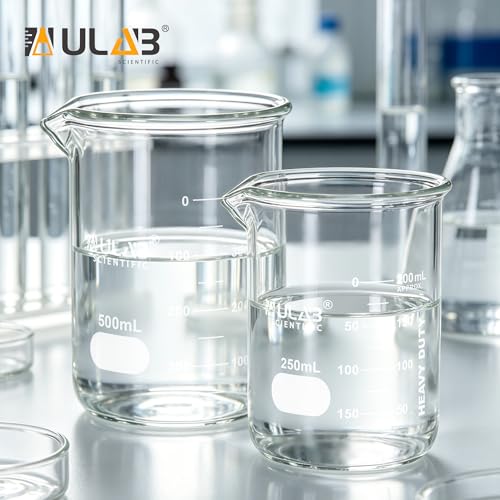 ULAB Scientific Glass Beakers, Vol. 50ml, 3.3 Borosilicate Griffin Low Form with Printed Graduation, Pack of 24, UBG1030 - style: 24pcs of Vol.50ml, Low form