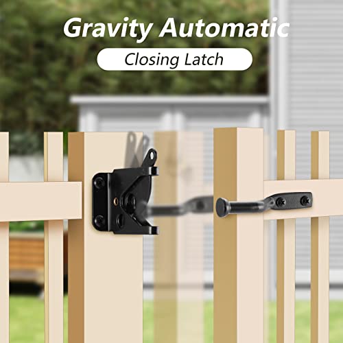 HOME MASTER HARDWARE Self Locking Gate Latch for Fence, 1 Pack, Black | Heavy Duty Wood Door Latch for Outdoor Farm, Garden, Chicken Coop, Yard Pool, Included Screws, Steel