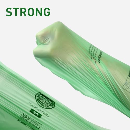 Compost Bags 1.3 Gallon,150 Count,Compostable Small Trash Bags for Kitchen Countertop Compost Bin 0.75, 1,1.2, 1.3Gallon,ASTM D6400, US BPI and Europe OK compost HOME certified - color: 1.3G-150count