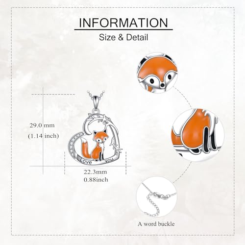 Goat Necklace Crystal Goat Necklace Sterling Silver Heart Goat Necklace Animal Pendant Jewelry for Women Goat Gift for Goat Lovers - style: fox