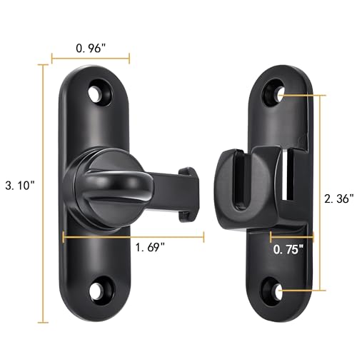 Black 90/180 Degree Barn Door Latches,Flip Gate Lock | Zinc Alloy Flip Gate Latches,Right Angle Door Lock,for bedroom,garage,sliding door,window,cabinet,drawer,pet enclosures - color: Black