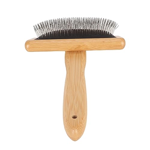 Sheepskin Wool Brush, Sheepskin Wool Wire Brush with Hole Cushion, Macrame Slicker Comb Pet Slicker Brush with Wood Handle for Grooming, Removing Shedding and Dirt (L) - size: L