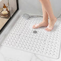 HITSLAM Square Shower Mat 27x27 Inch, Extra Large Non Slip Shower Mats for Inside Shower Stall, Anti Slip Bath Floor Mat with Strong Suction Cups & Drain Holes, Machine Washable, White - color: White