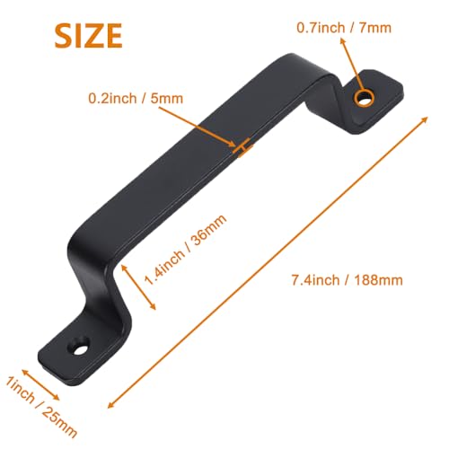 Barn Door Handles Heavy Duty Rustic Gate Handle 2 Packs,7.4 inch Sliding Door Pulls for Indoor/Outdoor Gate,Shed,Sliding,Garage,Closet,Drawer