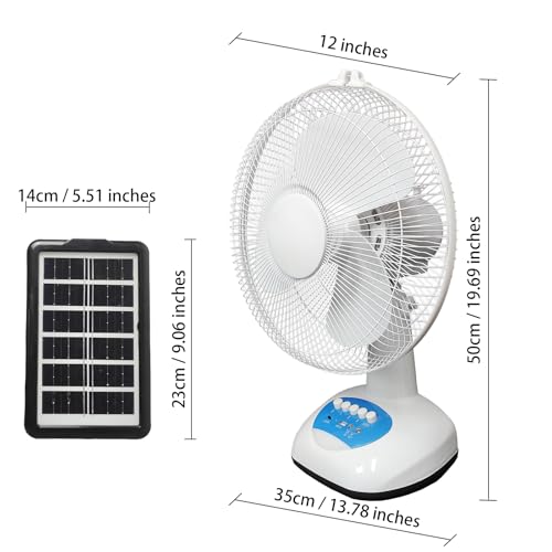 Solar Oscillating Fan, 15w Solar Powered 3-Speed 12-Inch Adjustable Tilt Fan, Ideal for Home, Office, white and gray - color: Table