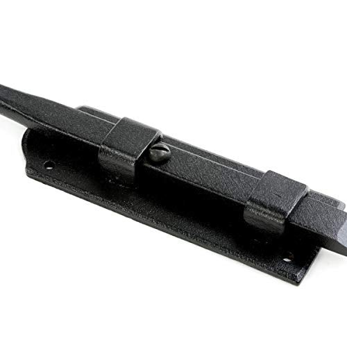 Renovators Supply Manufacturing Slide Bolt Latch 9 in. Black Iron Ball Tip Style Slide Bolt with Mounting Hardware - size: Pack of 1, style: 9 inch - Colonial Dead Bolt