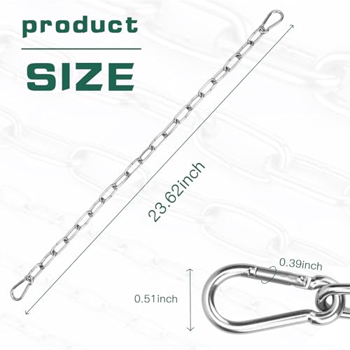 4PCS Stainless Steel Gate Chain Lock - 24 Inch Chain Link with Double-Ended Carabiners for Outdoor Fence and Metal Gates - Secure Gate Latches and Locks for Cow, Horse, Dog, Pet Cages - size: 4 Pack
