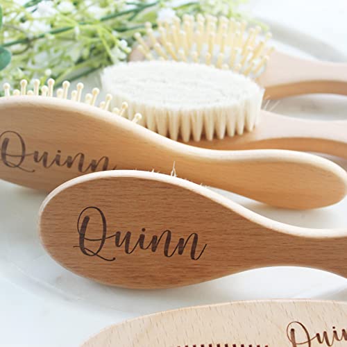 Baby Hair Brush | Personalized Baby Gifts | Brush | Wooden Brush Set | Perfect For Cradle Cap | Natural Goat Hair | 3 Piece Set