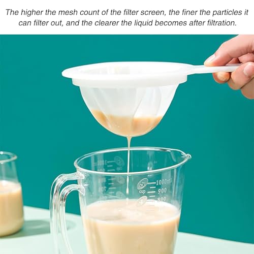 2 Piece Fine Nylon Mesh Strainer Kitchen Food Yogurt Mesh Sieve Plastic Mesh Colander with Handle Mini Brine Shrimp Separation Net for Filtering Juice Milk Soy Coffee Honey Wine Yogurt (200/300 Mesh) - size: 200/300 Mesh