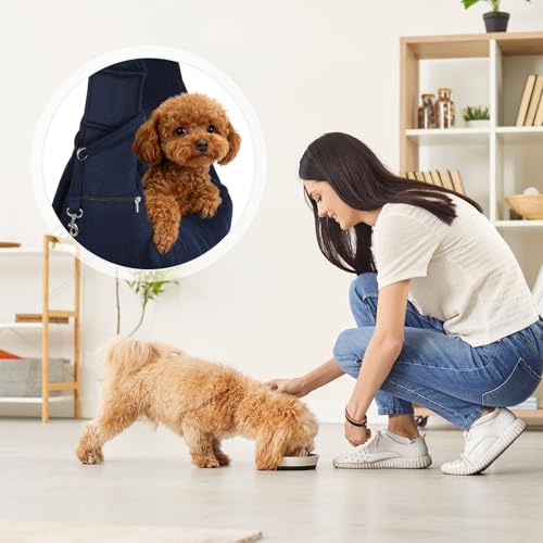 Dog Sling Carrier for Small Dogs and Cats Up to 16.5 Lbs, Breathable with Shoulder Pad Pet Crossbody Shoulder Bag, (Dark Blue, 1 Pcs) Intended for Outdoor/Camp/Travel - color: Dark Blue