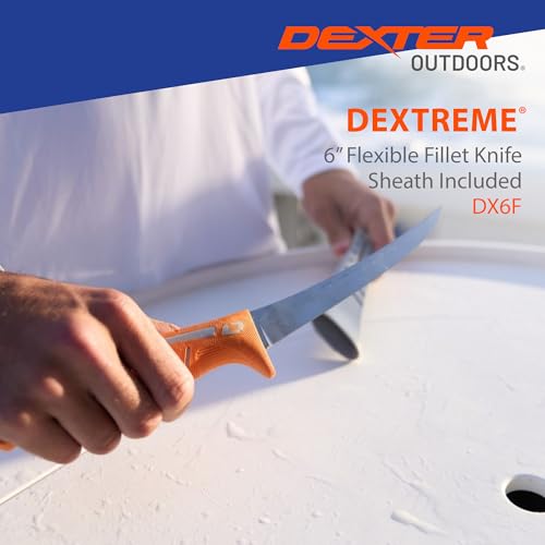 Dexter Outdoors Dextreme Single Edge 6" Flexible Fillet Knife, Sheath | Flexible single edge stainless blade sized for fish and detail work. Protective sheath included for boat and tackle bag. - style: 6" Single Edge Flex