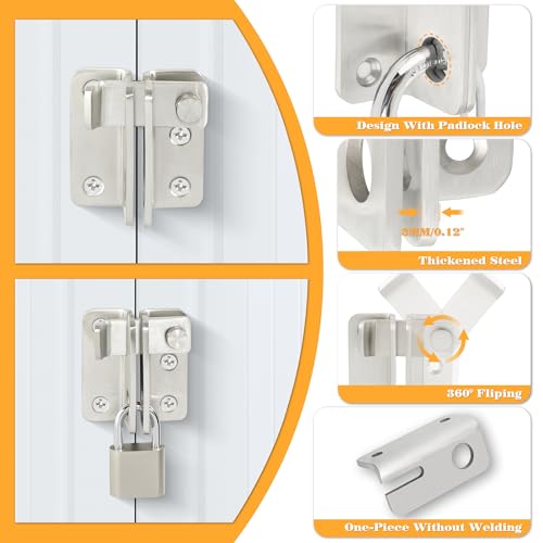 Alise Flip Latch Gate Latch,Heavy Duty Door Latch Barn Door Lock,Brushed | Stainless Steel Door Lock Latches for Wooden Fence Shed Barn Chicken Dog Cage Window Cabinet Backyard Garage - color: Brushed Nickel, size: Large Size