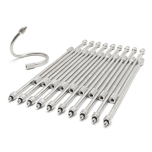 20Pack 7.6Inch Flexible Nozzle Extensions Brass Mist Rod for Misting System | Bendable Copper Extended Pole 10/24 UNC for Garden, Humidification, Spraying, Outdoor Cooling, Dust Control, Landscaping