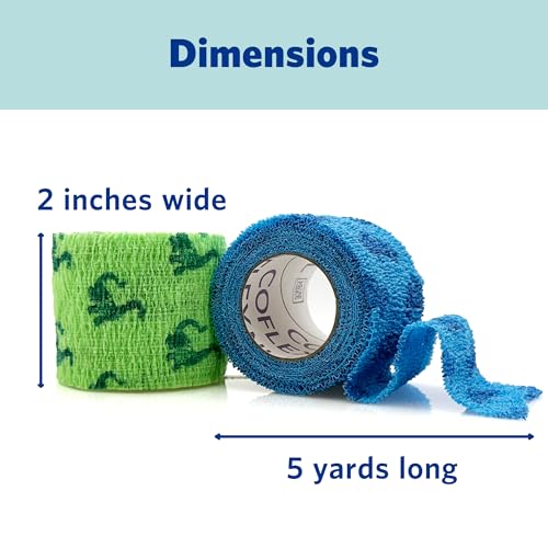 OVIK Health CoFlex NL – Self-Adhering Elastic Bandage – Non-Latex – First Aid – Comfortable and Gentle – Trucks & Dinosaurs, 2 inch, 2 Rolls - size: 2 Inch - 2 Count, style: Trucks/Dinos