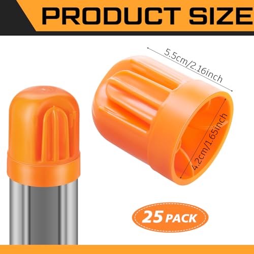 25 Pcs T Post Rebar Cap,Safety T Post Topper,High Visibility Orange | Insulator Plastic, Cover Fence Sharp Edges, for T & U Posts for Wire and Tape Ends of Tent Stakes, Pipe, Livestock Fencing