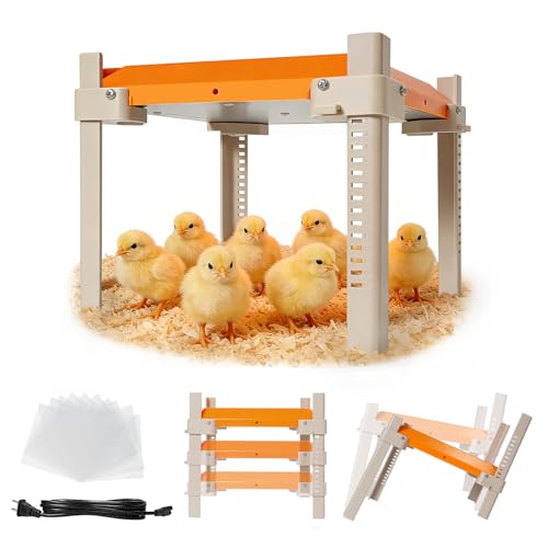 Chicken Coop Heater, Briidea Chick Brooder Heating Plate with 110–130℉ Constant Temperature for Chick Safety, Adjustable Height & Angle, Mother-Hen-Like Comfort, Indoor & Outdoor Use for 15 Chicks - color: Right-angle support