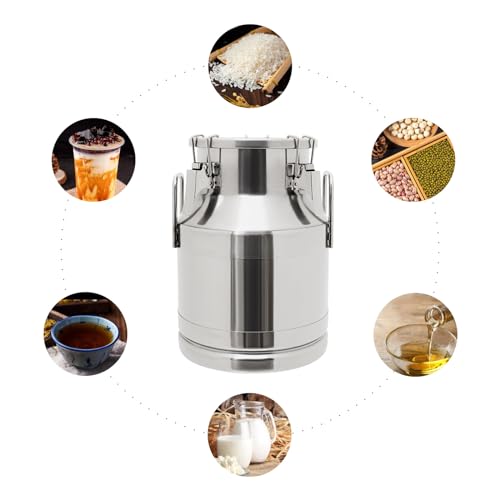 10L/2.64 Gallon Stainless Steel Milk Bucket, Heavy Duty Milk Can with Sealing Lid and Easy-Flow Spigot, Large Liquid Container Storage for Wine, Water, Coffee, Oil Storage, Transport, and Dispensing - size: 10L/2.64Gal