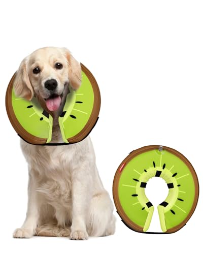 MIDOG Inflatable Dog Cone, Donut Recovery Collar After Surgery, Large+ | Soft inflatable donut e-collar; stops licking after surgery; pet eats & sees normally; neck 11-14 in (L+); not for chewers - color: Kiwifruit, size: Large+ (Neck:11"-14")