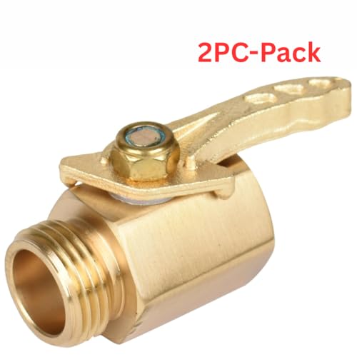 2Pack- High Flow Heavy Duty Brass Garden Hose Shut Off Valve, Garden Hose Connector Adapter Fittings - style: Brass 2Way-2Pack