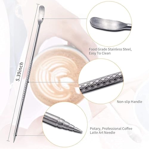 Milk Frothing Pitcher 12oz, Stainless Steel Espresso Cup for Latte Art | Premium 304 stainless steel with precise pour spout and art pen for silky microfoam and professional latte art every time. - color: Bright Silver