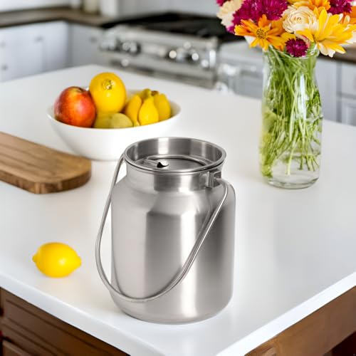 Lindy's Stainless Steel Seamless 1-Gallon Milk Jug, Milk Can, Milk Pail, Anti-Leak Liquid Storage Container with Tight Lid and Long Swivel Handle - size: 128 Ounces