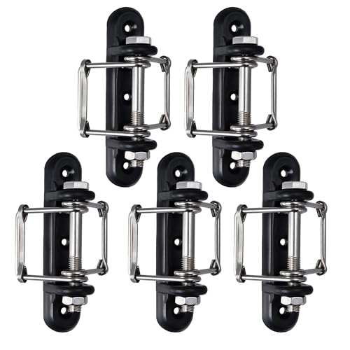 Electric Fence Corner Polytape Insulator, Black, 5 Pack | End Insulator with Buckles, For Wood Post, Tape Connector with Screw, For Polytape up to 45 mm, 5 Count - style: 5