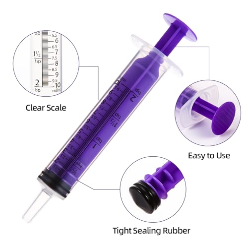 40pcs 10ml Syringes with Caps for Industry Lab Pet Feeding (Purple) - color: Purple, size: 10ml-40Pack