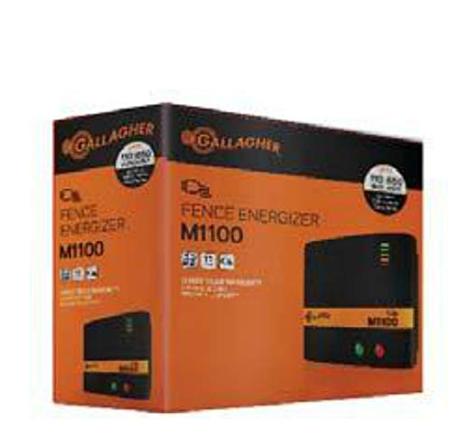 Gallagher M1100 Electric Fence Energizer | 110V Plug-In Fence Charger for Livestock and Wildlife Control | 110 Mile Coverage | High-Output Fence Energizer with Pulse Technology and Fence Monitoring