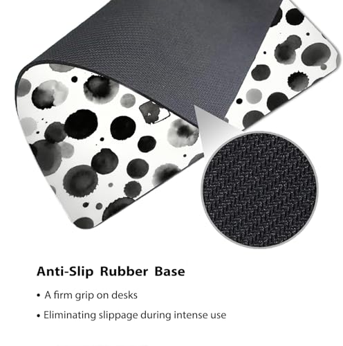 Black Ink Splash Abstract Mouse Pad 9.5" x 7.9", Modern Minimalist Watercolor Dot Cute Desk Mat, Artistic Office - color: Abstract Dots