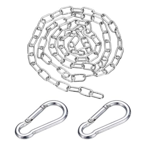 304 Stainless Steel Link Chain with 2 Hook (1/16" x 3.3 ft / 1 m x 2 Mm) - Utility Hanging Coil Chain Link Locking Pulling for Outdoor Fence Pet Dog - size: 1/16" x 3.3 ft(1 m x 2 Mm)