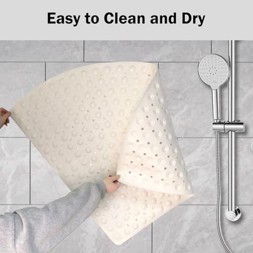 Mrcrypos Corner Shower Mats Non Slip 31 x 31 Inches for Inside Shower,White | Bath Mat with Suction Cups and Drain Holes,Quick Dry Bathmat Machine Washable Shower Stall Mats for Bathroom - color: White, size: 31" x 31" (Corner)