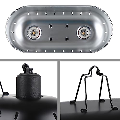 DXOPHIEX Dual Reptile Light Fixture Reptile Heat Lamp Fixture | 150W Intense Basking Bulb & Ceramic Heat Emitter, Double Dome Heat Lamp, For Lizard, Gecko, Bearded Dragon, Tortoise, Snake - style: 15inch with 150W Basking Bulb&Ceramic Heat Emitter