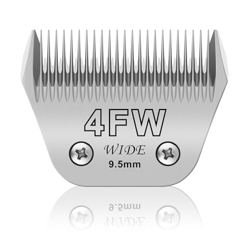 4FW Wide Pet Dog Grooming Detachable Blades, 3/8" (9.5mm) | Compatible with Andis, Oster A5, Wahl KM10 Clippers, For Larger Animals - color: Silver, size: 4FW-9.5mm