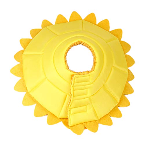 POPETPOP Sunflower Pet Recovery Collar Soft Washable Elizabethan Pet Collar for Dogs and Puppies Adjustable Neck Ring for Post-Surgery Wound Protection and Anti-Scratch Size XL 13.77 in - size: XL