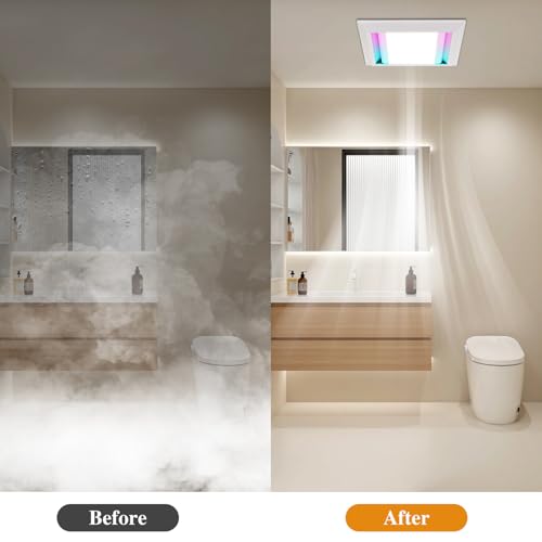 12" Bathroom Exhaust Fan with Light, All-aluminum alloy-S | Ultra Quiet Ventilation Fan Combo, 1.0 Sone, 220CFM, 10"x10" Mount - color: All-aluminum alloy-S