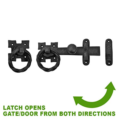Renovators Supply Manufacturing Door Lock Latch 7 in. Black Wrought Iron Gate Latch Garage Barn Door Lock with Mounting Hardware - color: Black 7", size: Pack of 1
