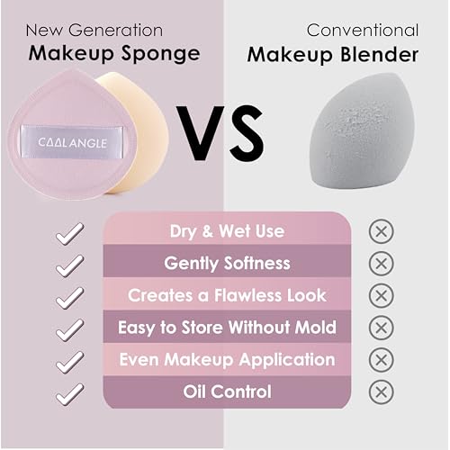 COOL-ANGLE Makeup Sponge Blender, Latex-Free, Pale Pink, Medium, 5 Pcs | For Liquid Foundation And Powder, Wet Or Dry Dual Use, Beginner Friendly, Washable Latex-Free Material, Daily Makeup Tool - color: A4:Pale Pink*5