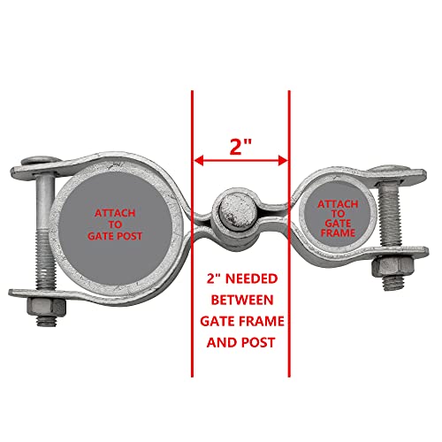 1-3/8" x 2-3/8" Chain Link Fence Gate Post Hinge, Heavy Duty Gate Hinges with 1-3/8" Female Hinges （2 Piece） and 2-3/8" Male Hinges （2 Piece）, Nut/Bolt Included, 3mm Thickness.