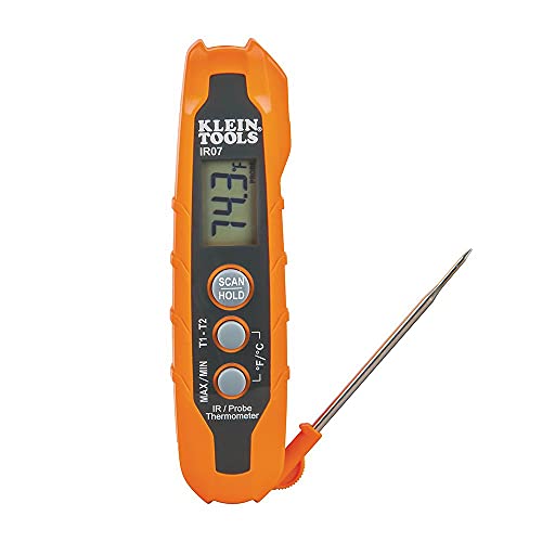 Klein Tools IR07 Dual Infrared (IR) and Probe Pocket Size LCD Digital Thermometer & ET10 Magnetic Digital Pocket Thermometer