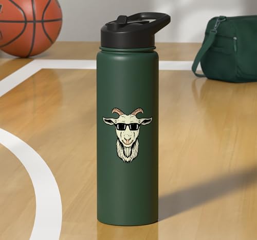 Goat Face Sunglasses Cool Farm Animal Men Boys Kids Women Stainless Steel Insulated Water Bottle - color: Dark Green