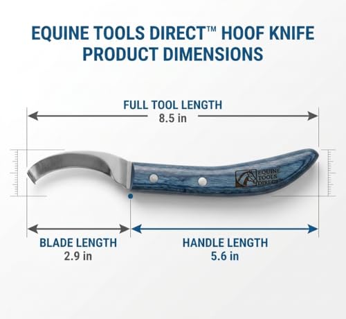 Right-Hand Curved Blade Hoof Knife, J2 420 Magnetic Stainless Steel Blade, Ergonomic Blue Handle, Farrier Horse Hoof Trimming Tool for Sole & Frog Paring - style: Right-Handed